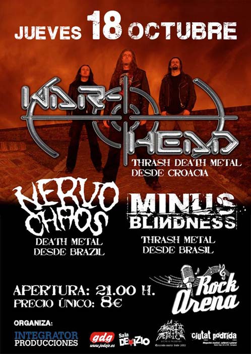 Thrash/Death en el Arena Rock este jueves 18 de octubre cortesia de Integrator Producciones.